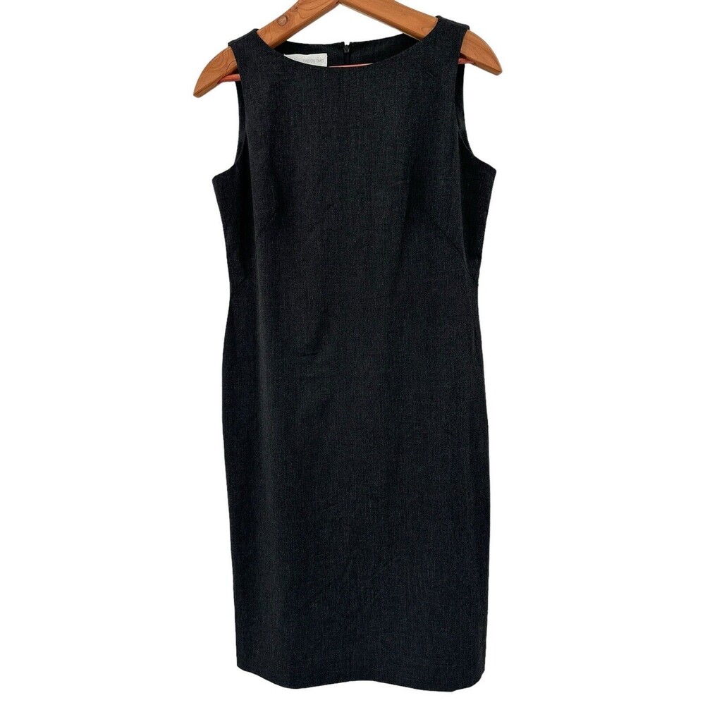 Studio by London Times Sheath Dress Charcoal Gray Boat Neck Stretch Career 8